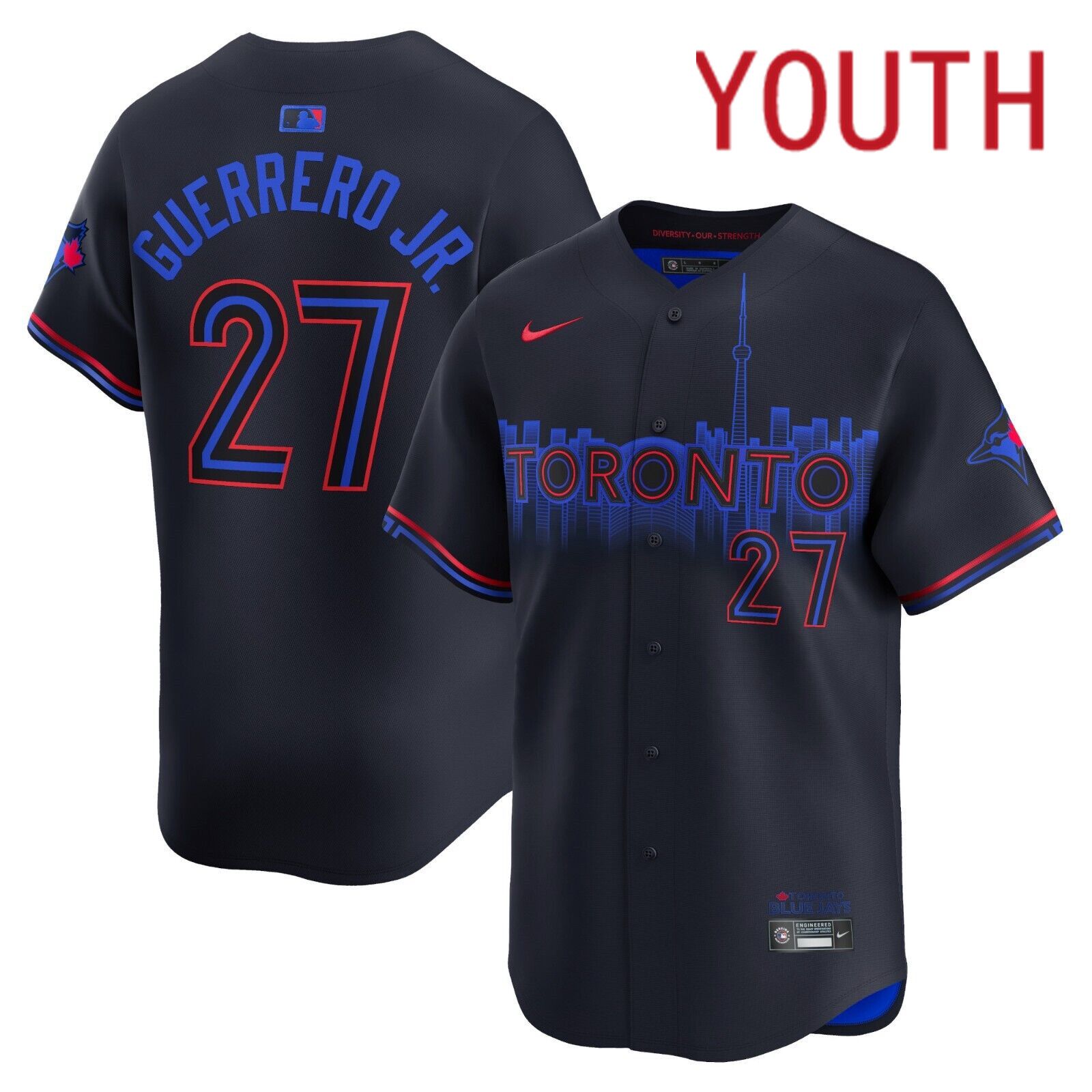 2024 Youth Toronto Blue Jays #27 Vladimir Guerrero Jr. City Connect Nike Dri-FIT MLB Limited black Jersey